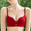 Glatte Unterwäsche Bequem und Sexy Gesammelter BH Anti-Erschlaffung Doppelreihig Nahtlos Roter BH