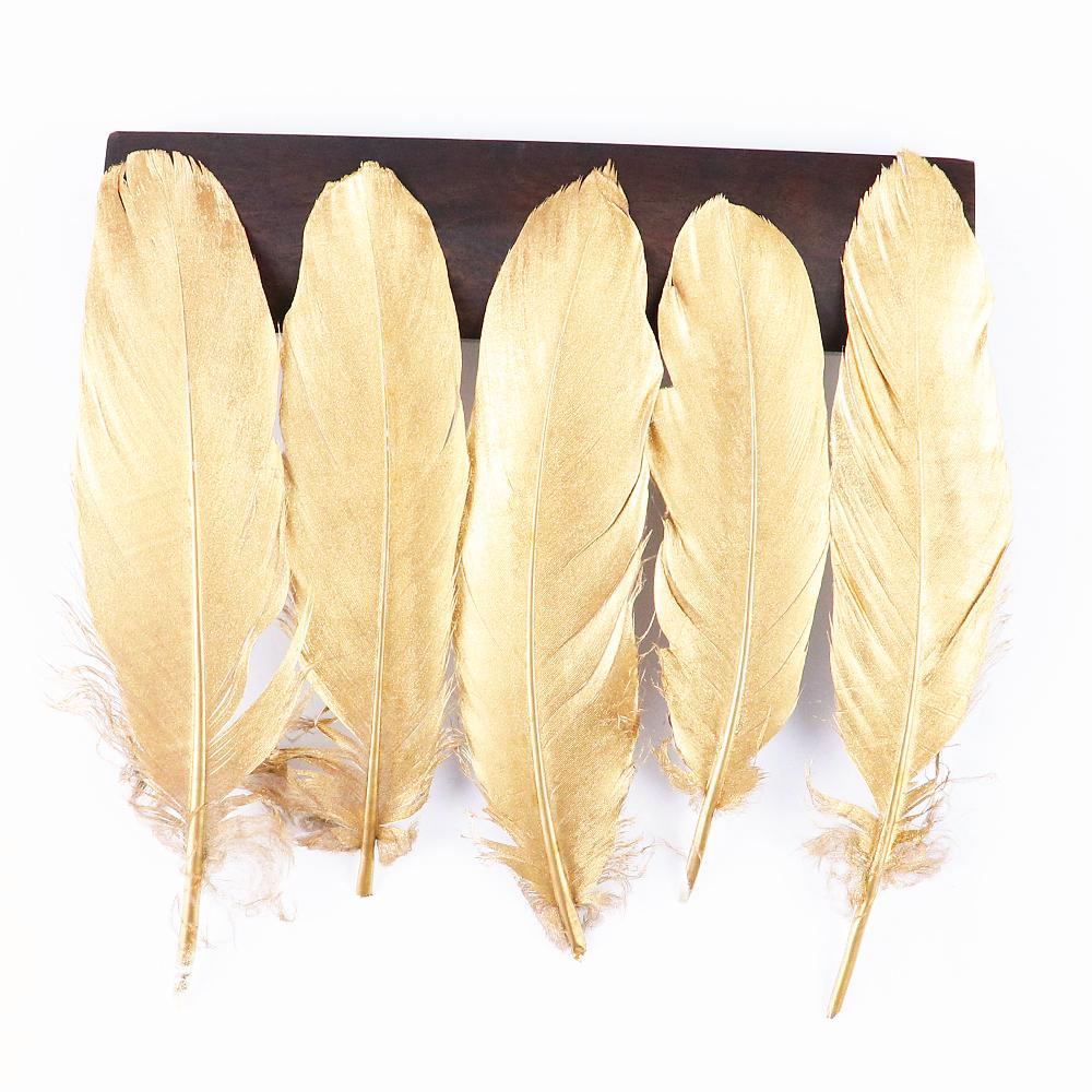 10PCS Gold Feathers Decoration 15-20CM Natural White Turkey Goose Duck Pheasant Feathers Plumes Handicraft Accessories