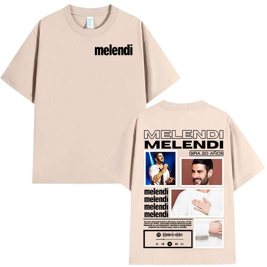 Rappeur Melendi Tournée 2025 Album Merch T-shirts Homme Vintage Coton Surdimensionné T-shirt Y2K Décontracté Haute Qualité Manches Courtes T-shirt