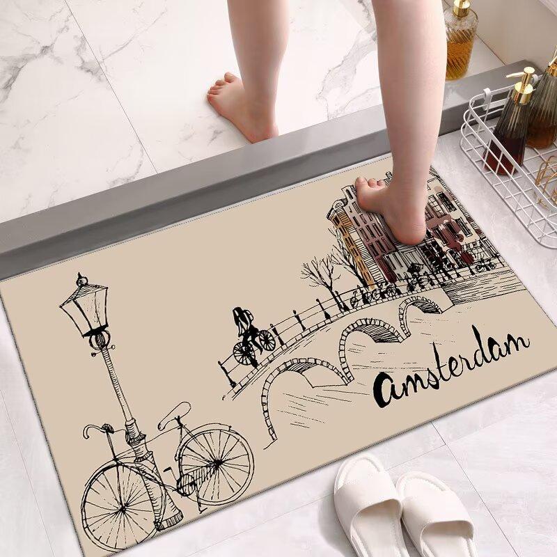 Diatom Mud Bathroom Floor Mat, Toilet Door Absorbent Mat Non-slip Quick-drying Household Toilet Foot Mat Carpet Bathroom