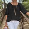 Damer Topper Rund Hals Halv Erm Løs Passform Casual Topper Ensfarget Pustende Lett T-skjorte