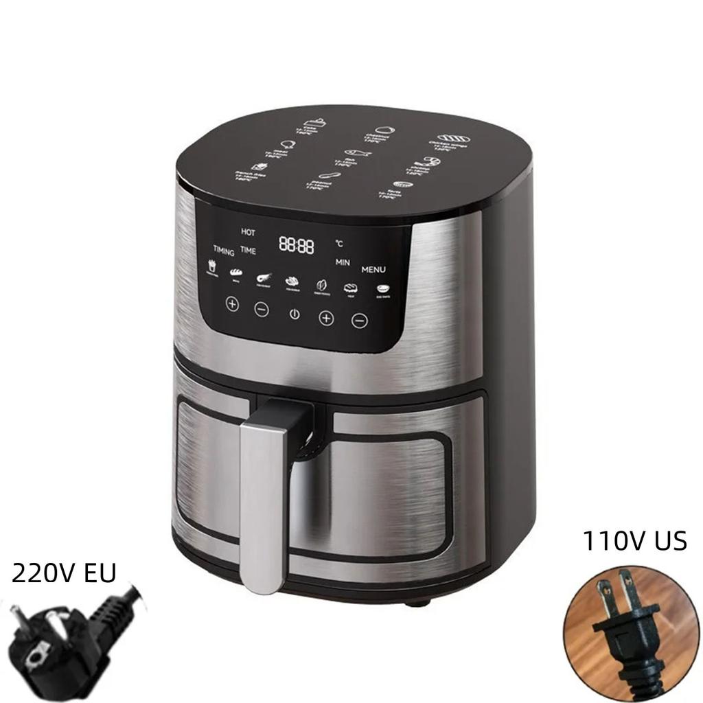 2024 New 7L Large Capacity Household Automatic Intelligent Air Fryer Visual Window Design Touch Screen Stainless Steel Oven