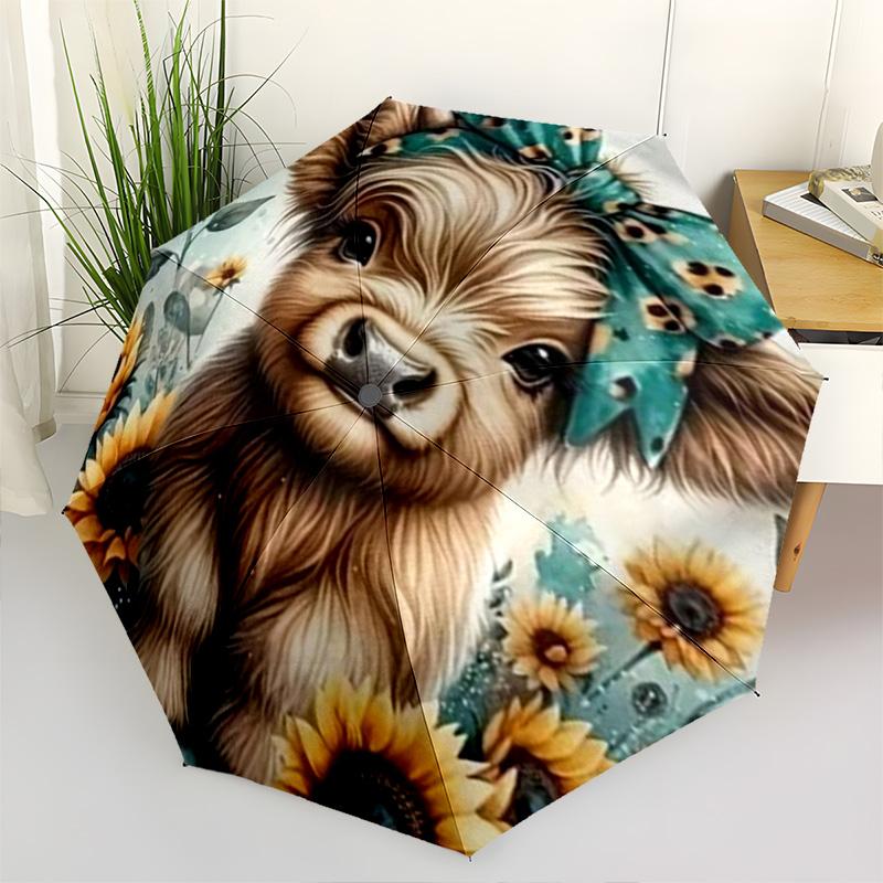 

1pc animal Umbrella Portable Folding Umbrella Iron Frame Hole Bone Structure Outdoor Home Umbrella
