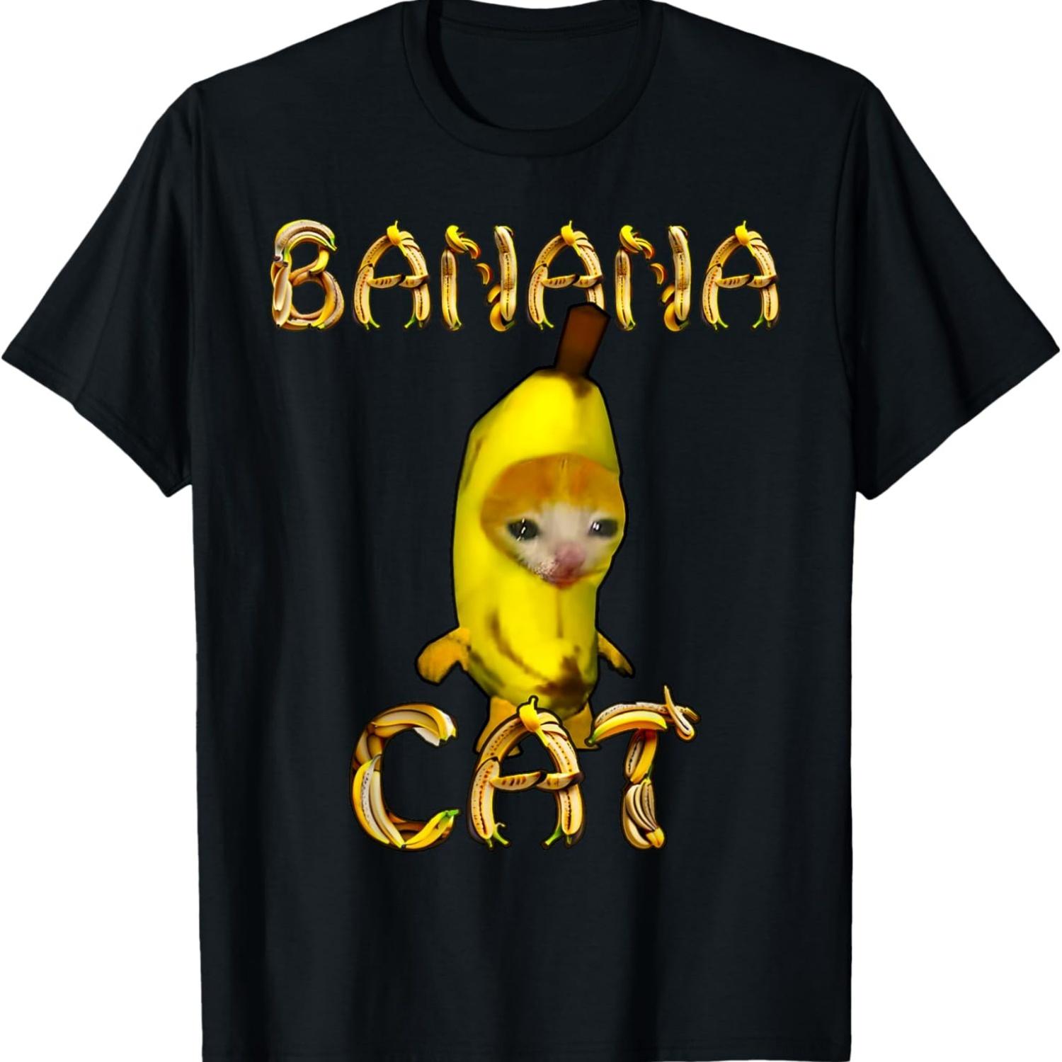 Cute Banana Cat Happy Bananacat Meme Kitty Cat Lovers Meme T-Shirt(2) S чёрный