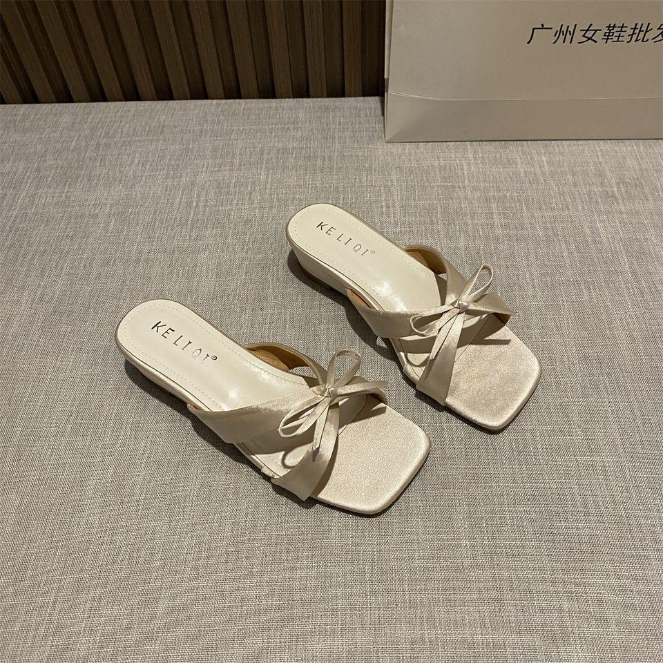 French square head open-toed cool slippers women's outer wear 2025 spring and summer new super gentle fairy style with skirt sandals