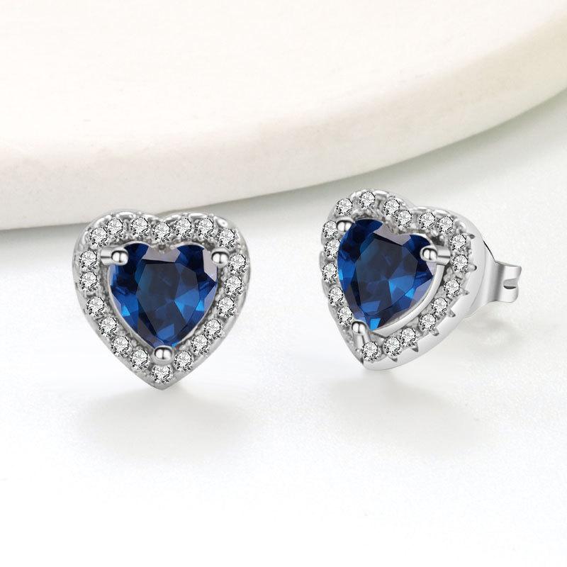 Zodiac Heart Shaped Cubic Zirconia Stud Earrings Minimalist Elegant Jewelry For Women