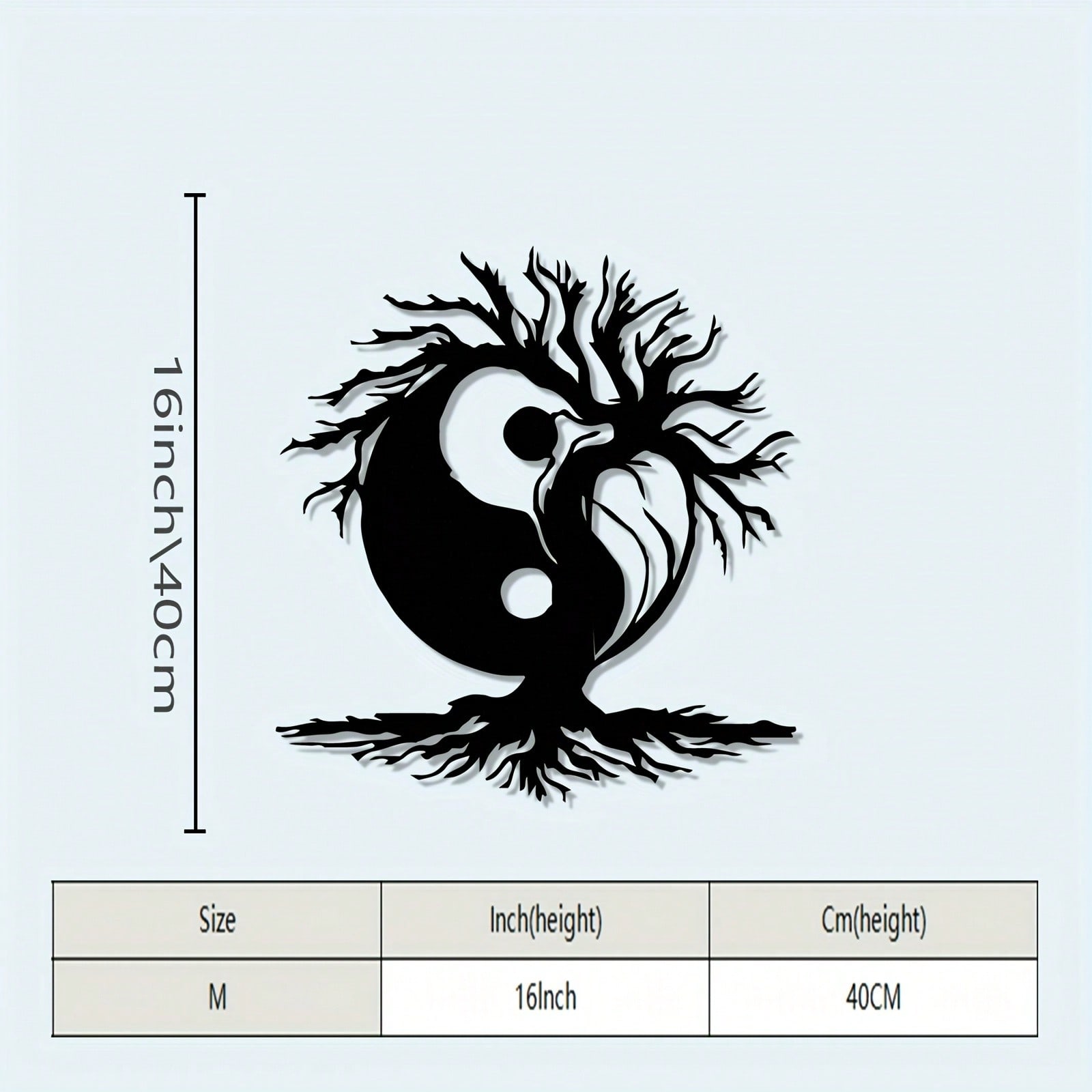 Metal Yin Yang Tree Mural Wall Art Zen Home Decor Spiritual Gift