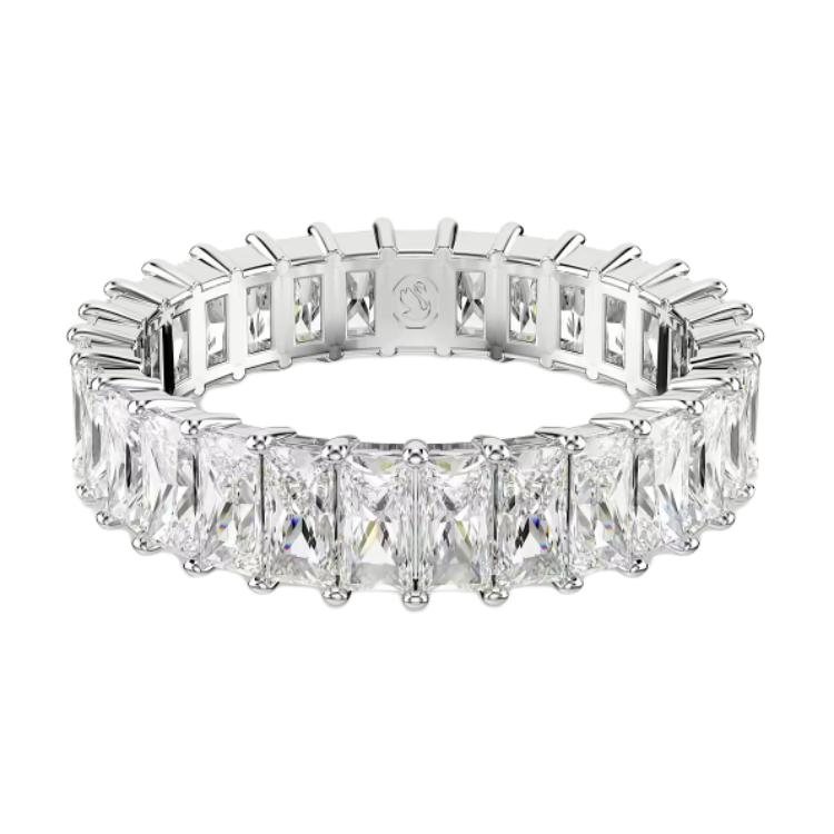 Swarovski Matrix Inlaid Design Rhodium Plated Zircon Ring Women ring Silver 5693410 Silver-Box+Shopping Bag,55