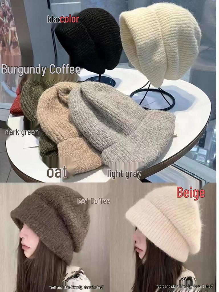 Übergroße Strickmütze im japanischen Stil für Damen - Kuschelig, dick und ohrenwärmend für Herbst und Winter