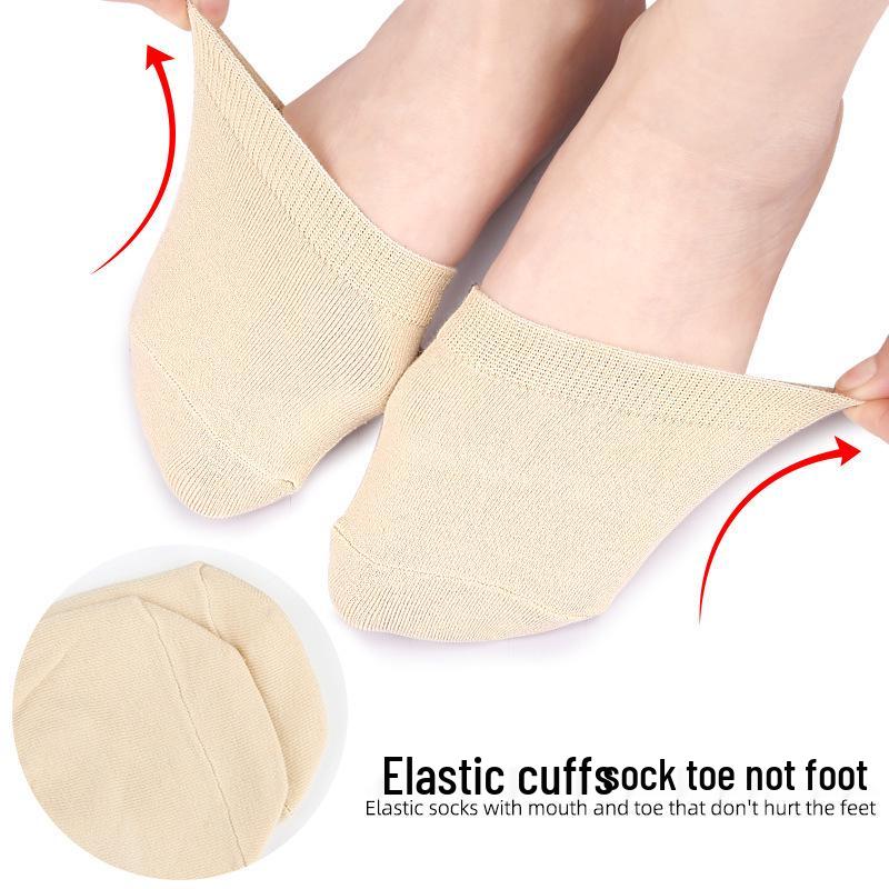 Women's Breathable Mesh Forefoot Socks - Non-Slip, Sweat-Absorbent, Solid Color Half Socks