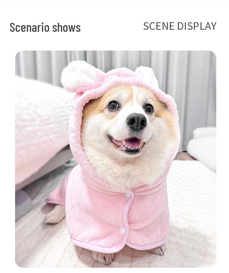 Bichon Dog Hooded Bathrobe - Soft, Strong Absorbent, Quick-Drying, Shed-Free Towel