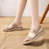 Summer Shoes Women Bohemian Sandals Holiday Shoes Non-slip Ladies Flat Sandals Soft Big Size 42 Blue Beige