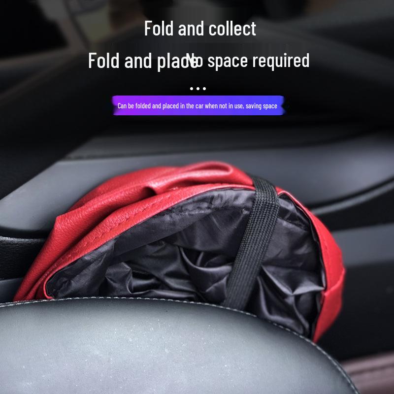 2020 Multi-Purpose Leather Car Door & Seat Back Foldable Trash Can Storage Box, Waterproof and Hanging.