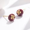 Sweet Temperament Persimmon Earrings: Exquisite Tiny Autumn Fashion Ear Ornaments for Brightening Skin