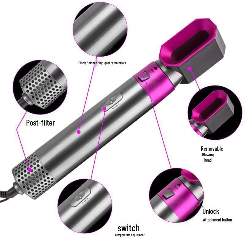 Five-in-One Brushless Negative Ion Hair Dryer & Styler: Comb, Straightener, Curler, Blow Comb