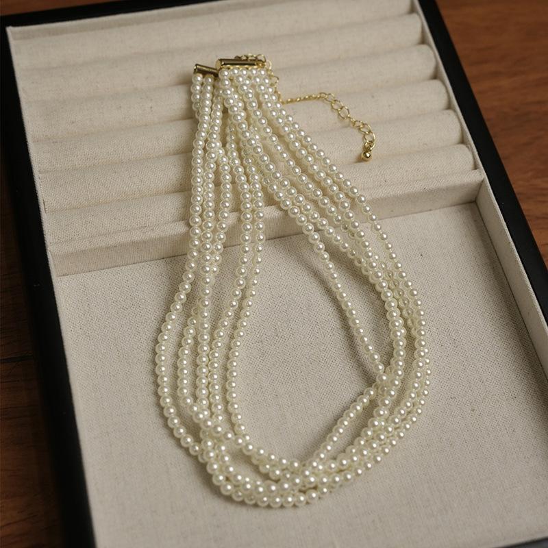 French Romance~ Retro Elegant Flower Pearl Necklace Temperament Versatile Collarbone Chain Necklace Women