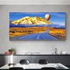 Nordic Hot Air Balloon Golden Mountain Road Canvas Painting Landscape Posters and Prints Wall Art Pictures Home Decor No Frame