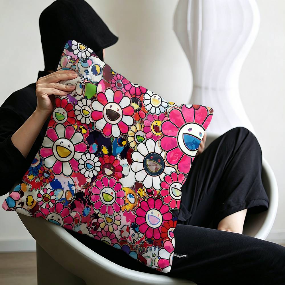 Takashi Murakami Flower Sunflower Pillow Cushion Cover Pillowcase Living Room Sofa Home Decor Customized