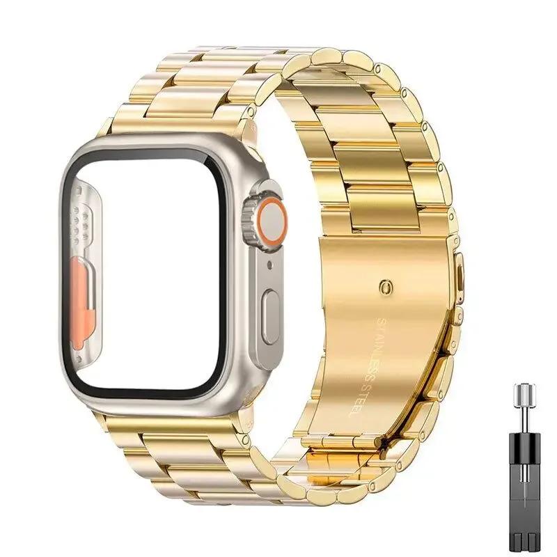 Stainless Steel Strap+Ultra Case for Apple Watch Band 44mm 45 46 41 40 42mm Case Metal Strap for Iwatch Series 10 9 8 7 6 SE 5 4