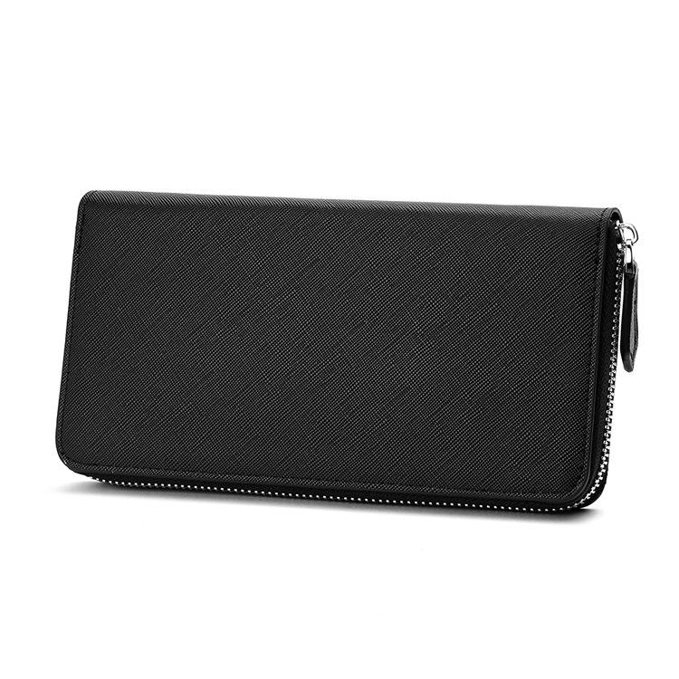 Men's and Women's Japanese Leather Zipper Clutch Wallet with Large Capacity