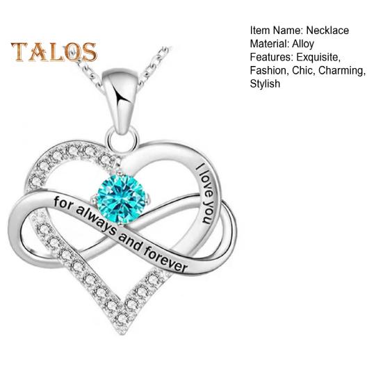 Heart Necklace for Women Romantic I Love You Forever Cubic Zirconia Heart Pendant Necklace for Valentine's Day Anniversary Gift