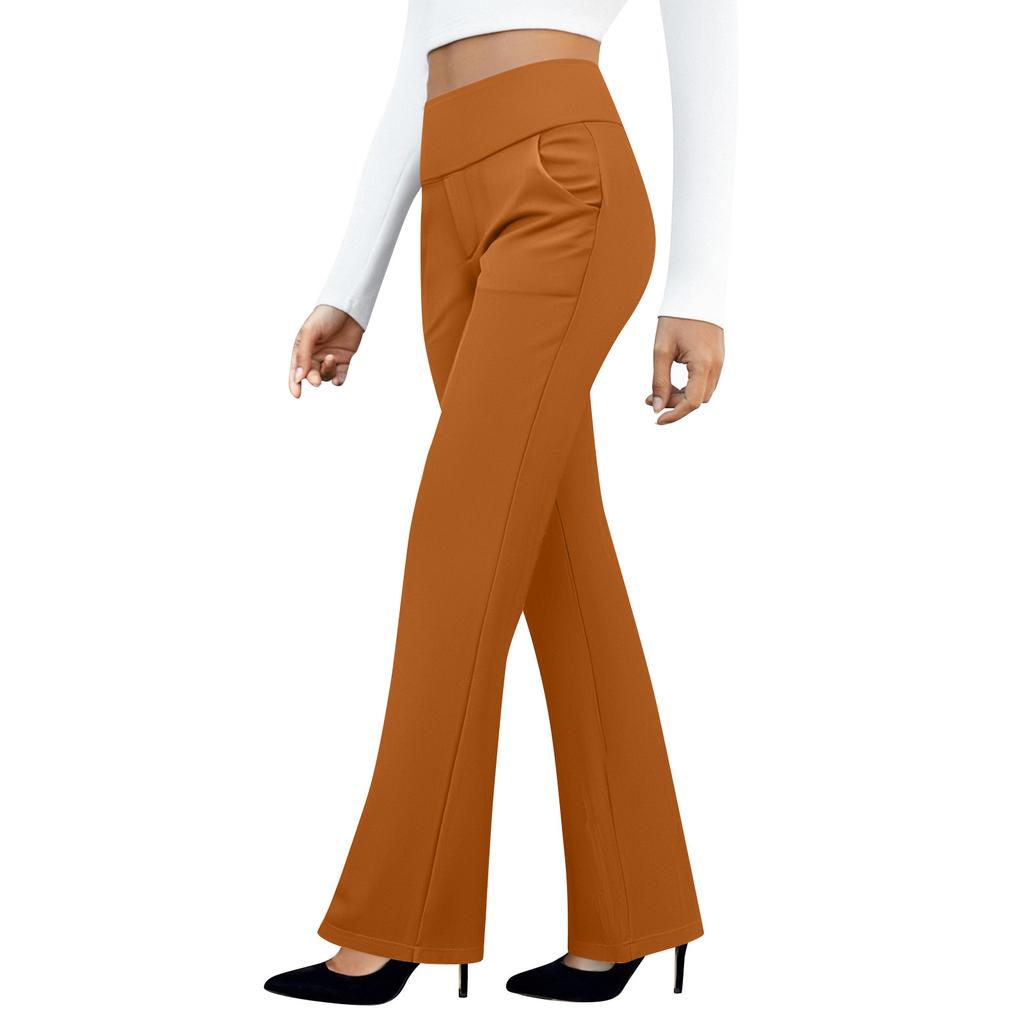 Dame Yoga Bukser Casual Bukser Slacks Med Lommer Høy Midje