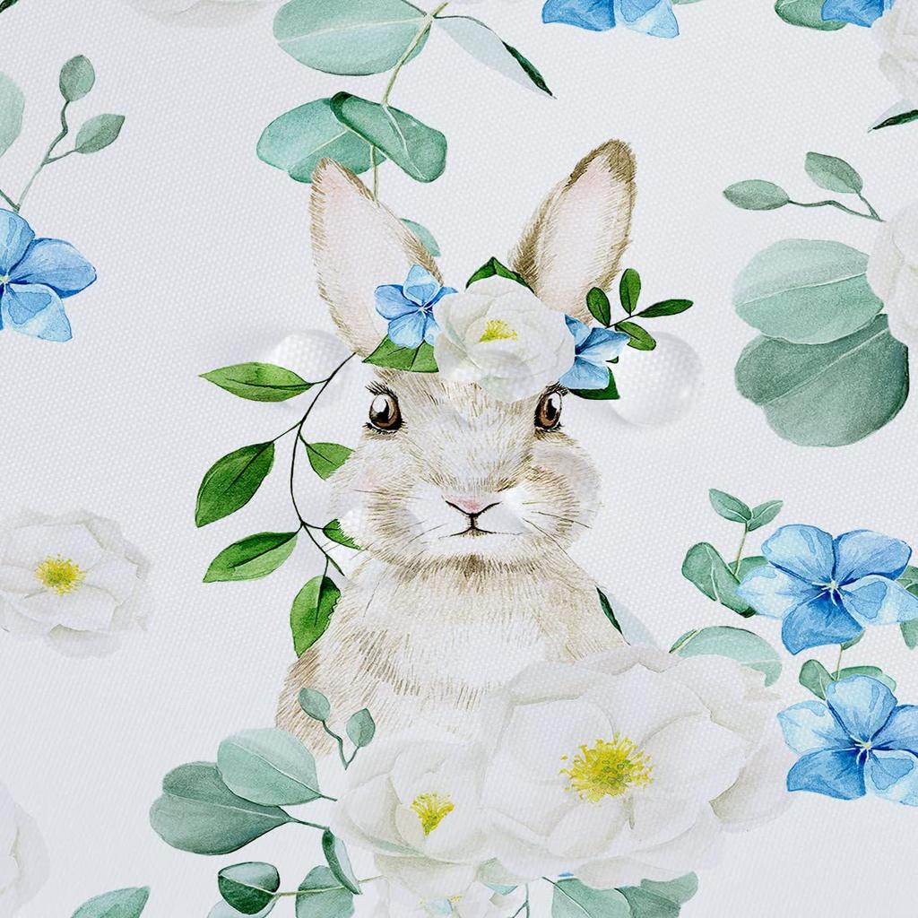 Flower Shower Curtain Spring Watercolor Flower Rabbit Festive Bathroom Curtain Blue And White Flower Shower Curtain Set With Hook