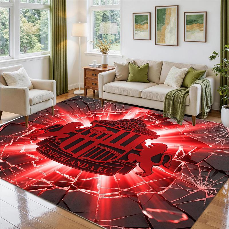 Sunderland Football Design Crystal Velvet Rug Soft Decorative Mat for Bedroom Entrance