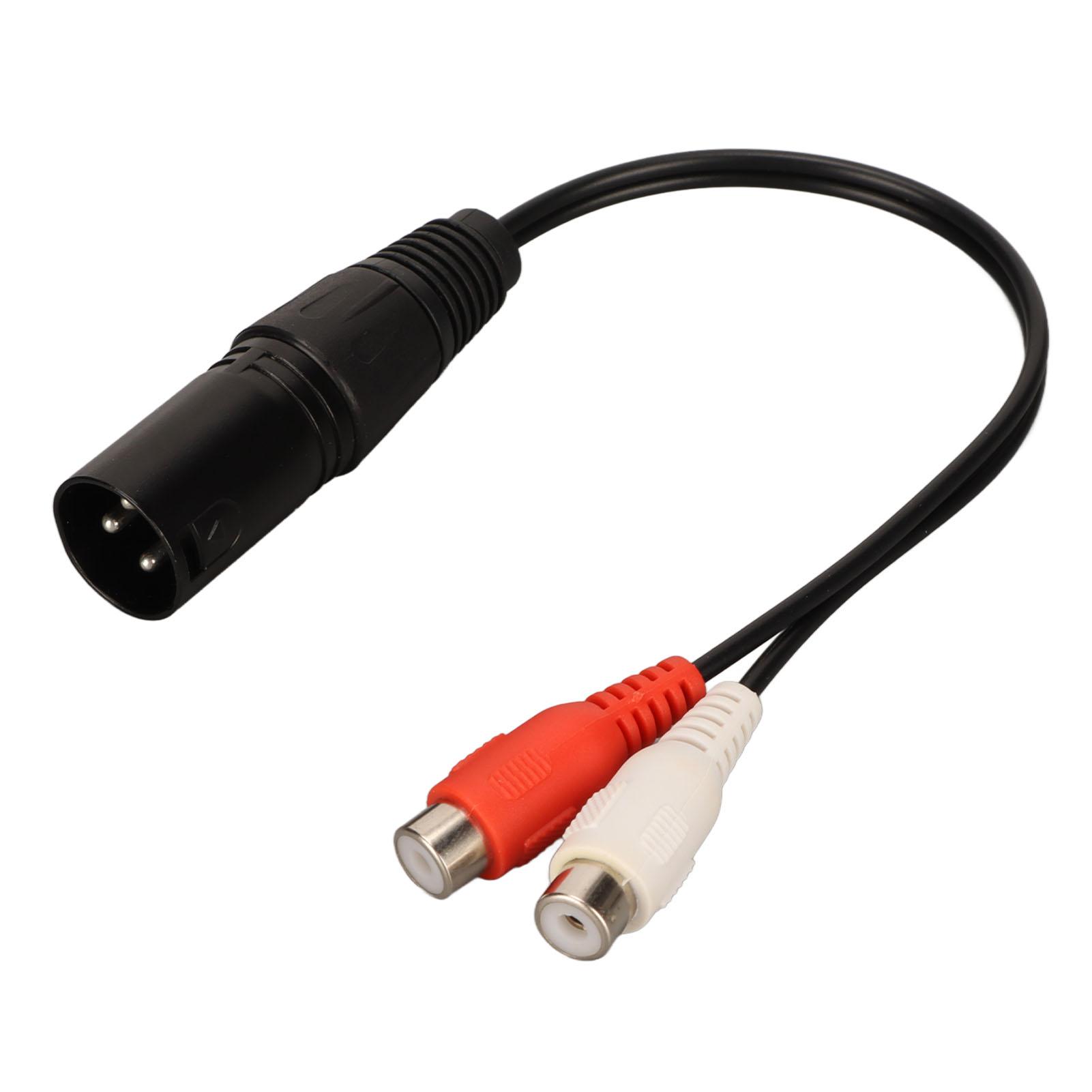 

XLR Male to 2 RCA Female Y Splitter Cable 3 Pin 0.6 Feet Noise Reduction Sound Cord Adapter for Mixers Power Amplifiers