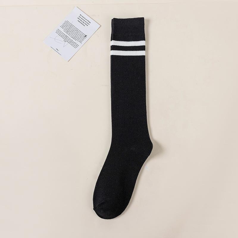 Chaussettes hautes, Chaussettes mi-mollet pour femmes, Automne et hiver Chaussettes amincissantes et embellissant les jambes légèrement compressives, Bas longs en coton à deux barres