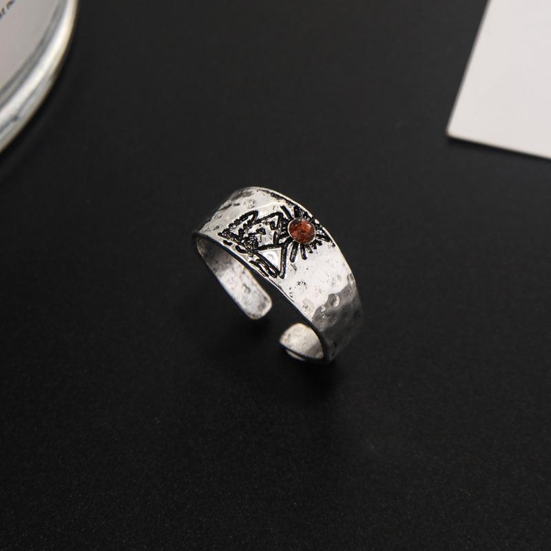 Forest Mountain Sunset Nature Landscape Carved Ring for Women Men Yellow Crystal Rings Wedding Ring Anniversary Gift Wholesales