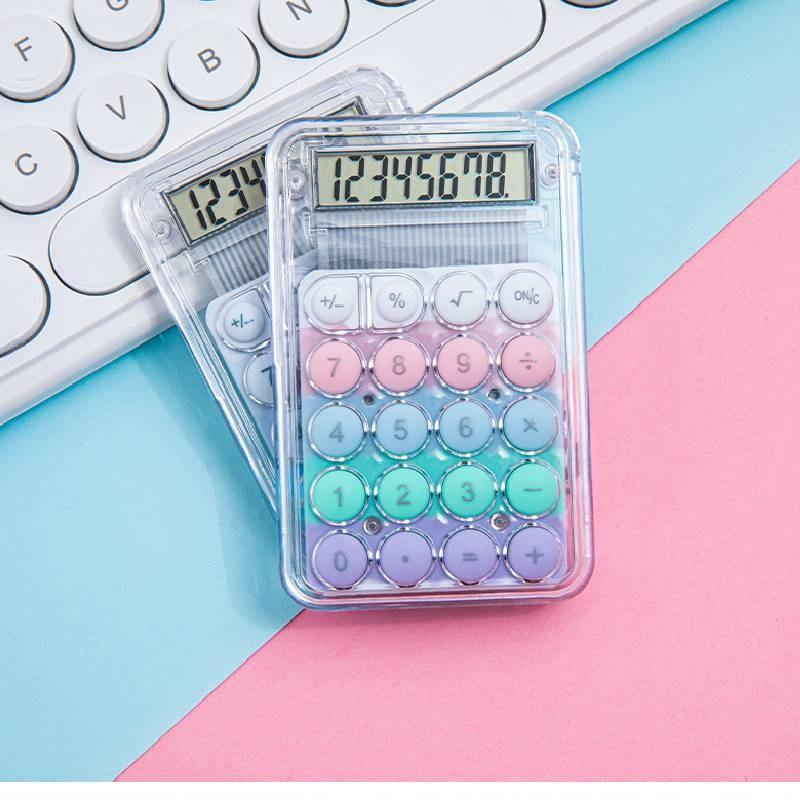Macaron Mini Calculator Color Small Portable Transparent Student Supplies Office