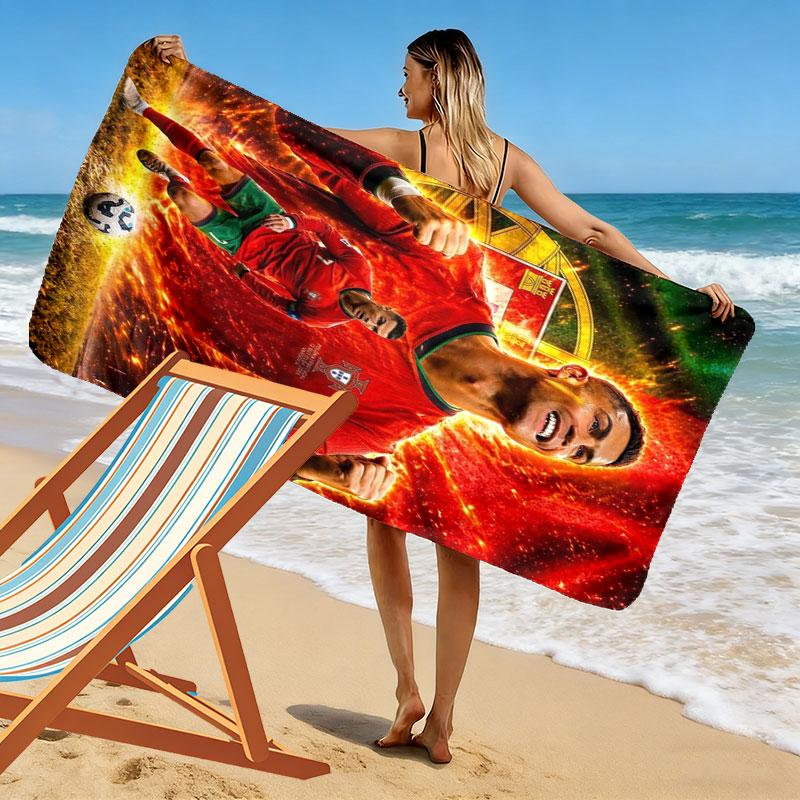 CR7 Print Beach Towel, Large Soft Quick Dry Towel for Beach Camping Swimming