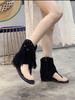 Thick-soled wedged toe Roman rivet fringed cool boots women's summer 2024 new fashion bohemian sandals