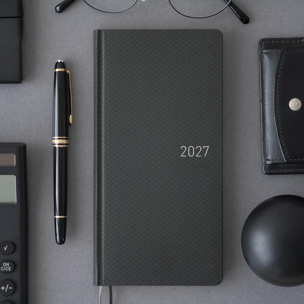 Hobonichi Techo 2027 Weeks Paper January Weekly Weekly Slim Vertical Format Series/Black Argyle, Start, Planner, Left-Hand Layout,