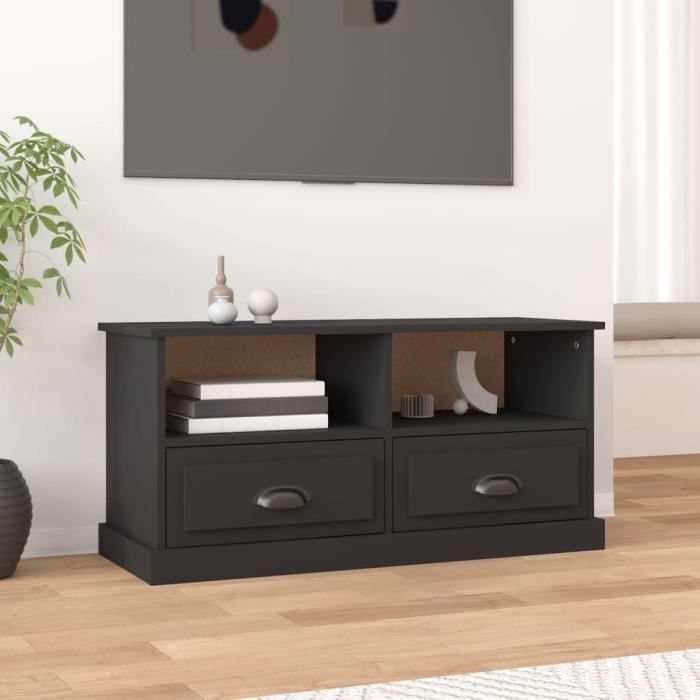 VidaXL Meuble TV noir 93x35,5x45 cm bois d'ingénierie 816465