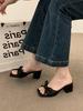 2025 New Women's Lightweight High-heeled Flip Flops, Women's Clip on Strap Bow Slippers, Women's Open Toed Beach Sandals