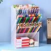 Transparent Slanted Pen Holder & Art Supply Organizer - Large Capacity Stationery Rack