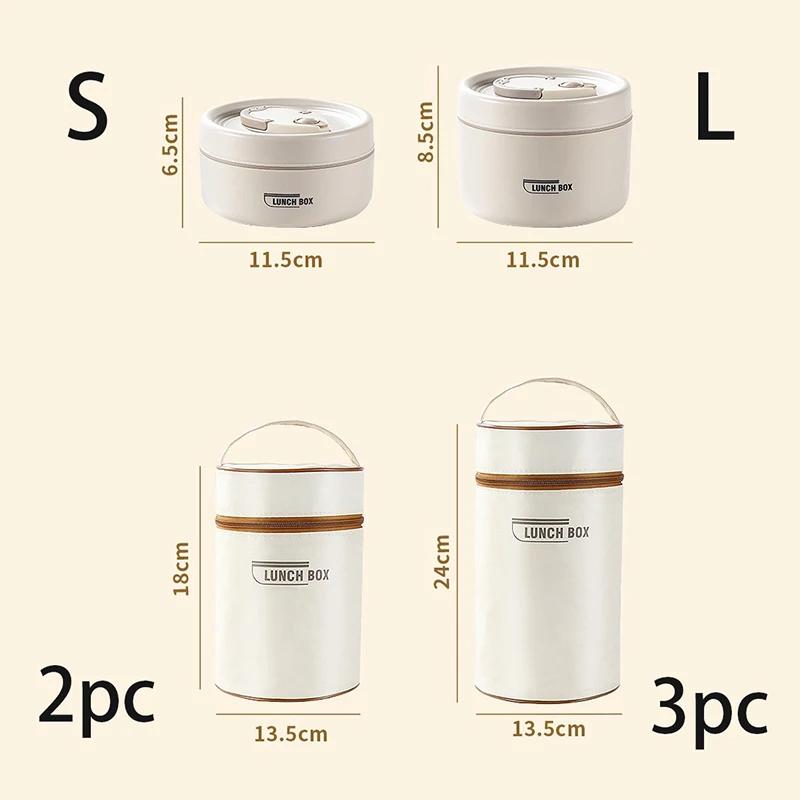 304 Stainless Steel Insulated Lunch Box Stackable 3 Separate Microwave Bento Box Sealed Leak Proof Soup Bowl Office Lunch-box