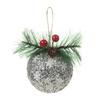 Glitter Christmas Ball Ornament Sequins Foam Ball Ornaments with Berry Pinecones Christmas Tree Hanging Decorations for Holiday Home Party Decor
