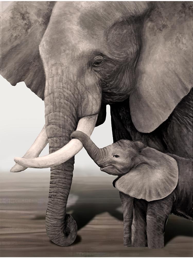 Wildlife Elephant Family Posters Canvas Painting Animal Father Mother Baby Love Wall Art Picture For Modern Room Home Decoration