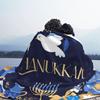 Happy Hanukkah Jewish Menorah Fleece Blanket Religious Funny Throw Blankets for Home Hotel Sofa 125*100cm Plush Thin Quilt