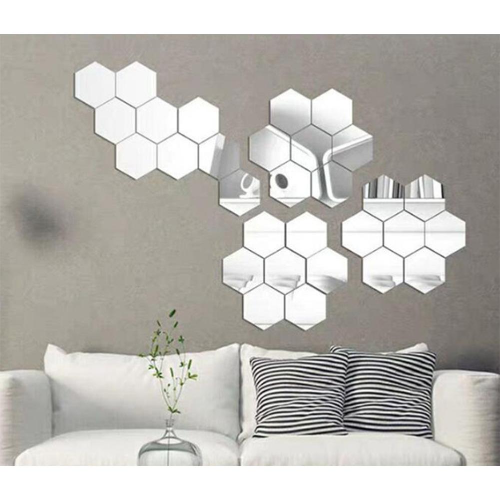 Removable Decals Hexagonal Mirror Mirror Stickers Peel-and-stick