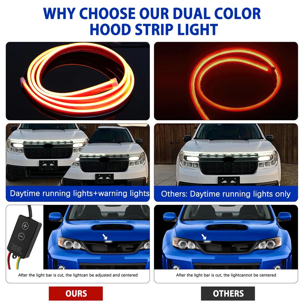 Universal 12V LED Scan Starting Car Hood Decorative Lamp Car Daytime Running Light DRL Dynamic Auto Tuning Headlight Strip