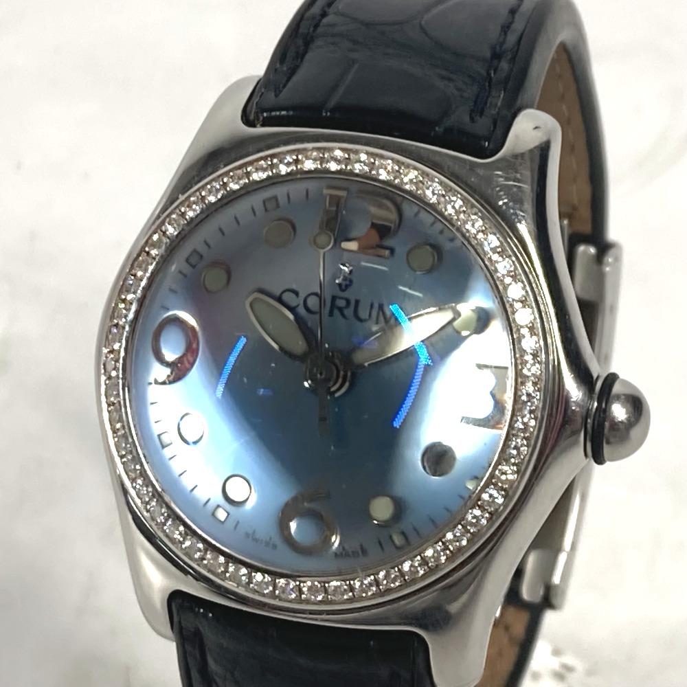 CORUM 39.151.47 Women's watch Bubble Diamond Bezel  Wristwatch SS blue/Black