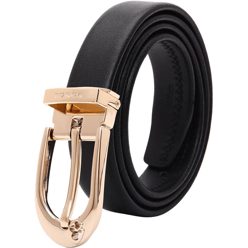 HONGU Women s Genuine Leather Pin Buckle Belt 100cm