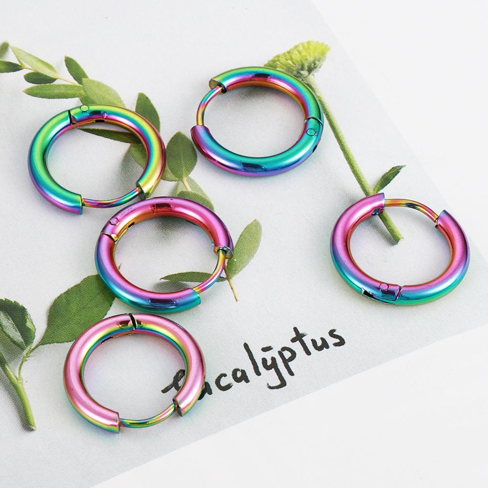 10pcs Stainless Steel Hoop Earrings 2.0mm 2.5mm Ear Ring for Men Women Gold Color Black Colorful Round Circle Earring Wholesale