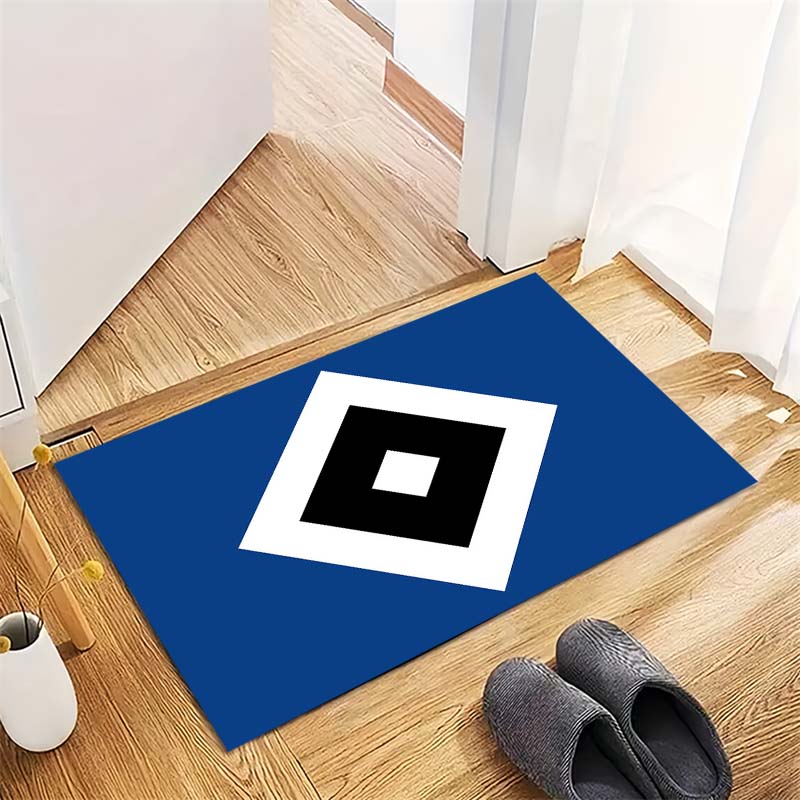 Hamburger SV Club Square Logo Simple Area Rug, Non Slip Solid Blue Floor Mat for Living Room Bedroom German Soccer Fan Decor