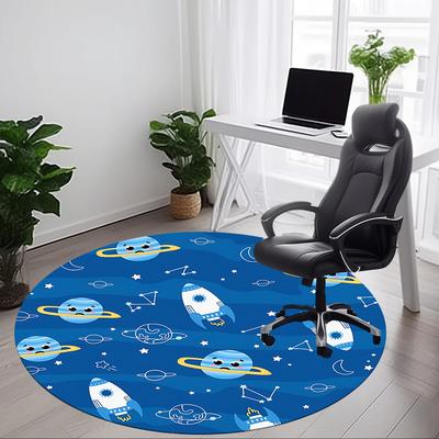 1pc Space Adventure Pattern Chair Carpet for Office, Soft, Non-Slip Polyester Mat, Office, Living Room, Bedroom, Durable Polyester Yy251207191