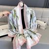 Spring Summer Autumn Satin Beach Scarf Sun Protection Large Shawl Women Elegant Versatile Poncho Thin Light Scarves Wrap Bandana
